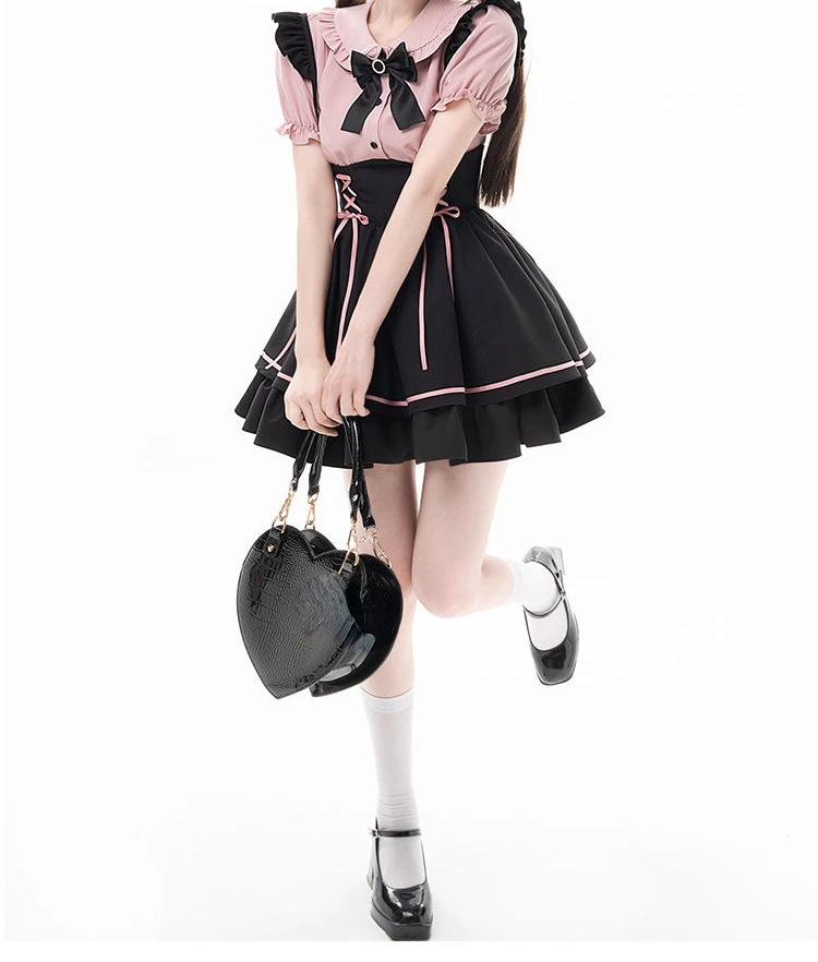 Heartache Lace-Up Pinafore Coord - Jirai Kei Aesthetic word2