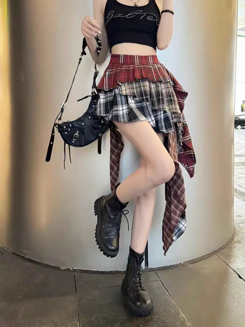 Patched Pleated Skirt - Grunge Aesthetic word3