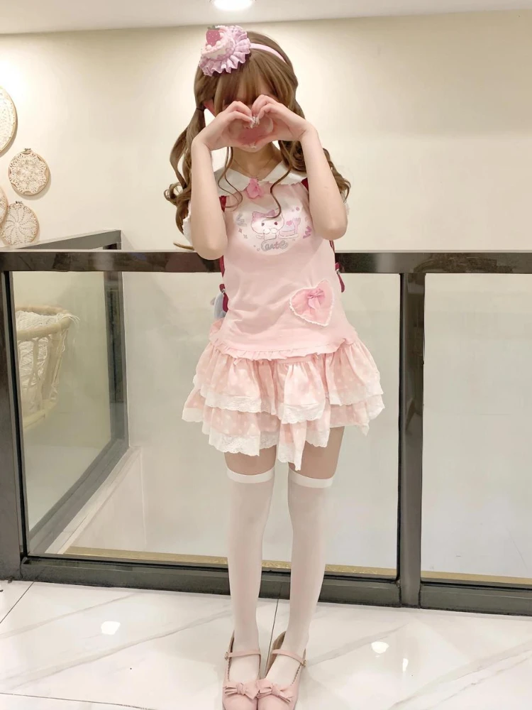 Kawaii Neko Pink Tee word1