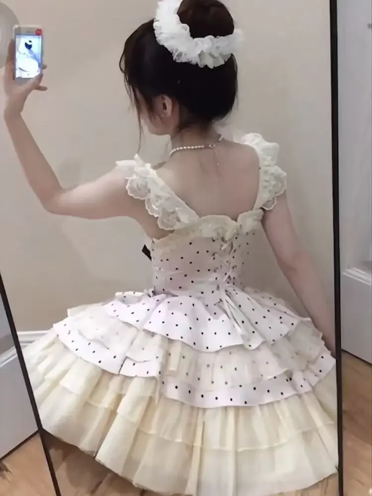 Polka Dotted Ruffled Dress - Hime Lolita Aesthetic word2