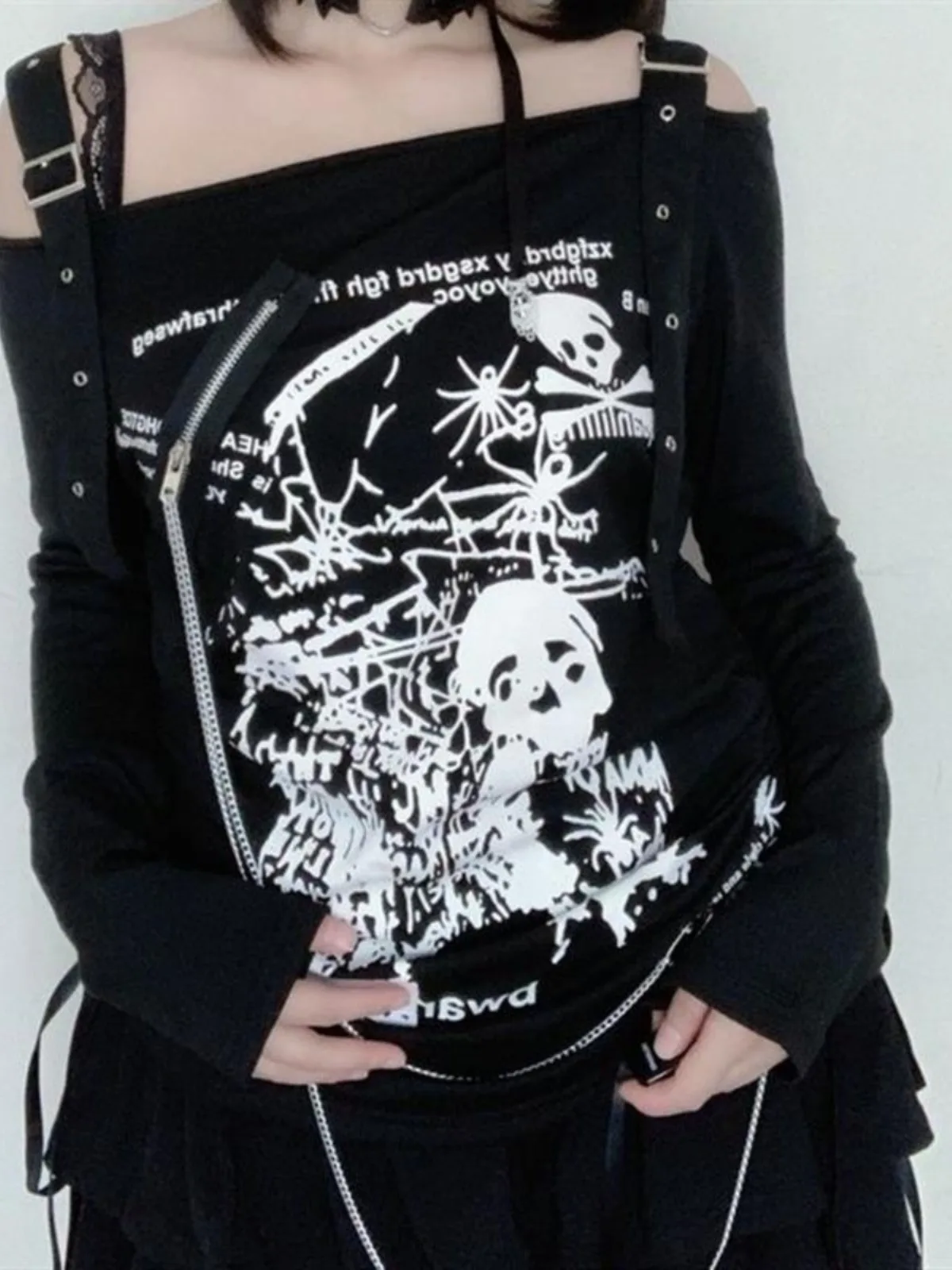 Off-Shoulder Sweater - Nu-Goth Aesthetic word1