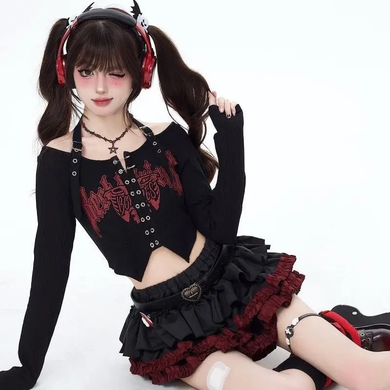 Venom Heart Ruffle Mini Skirt Set word2