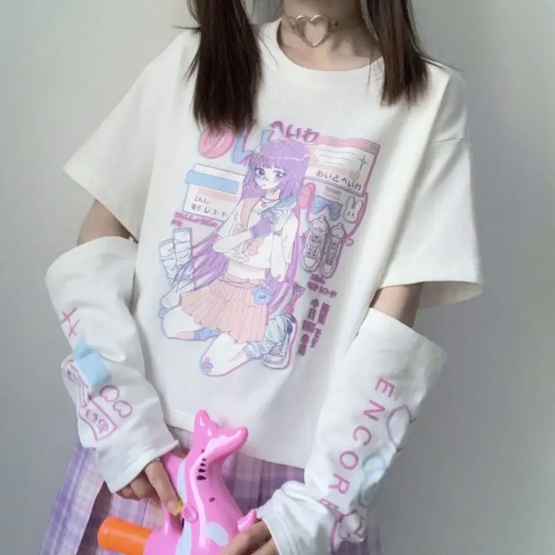 Detachable Sleeves T-Shirt - Animecore Aesthetic word2