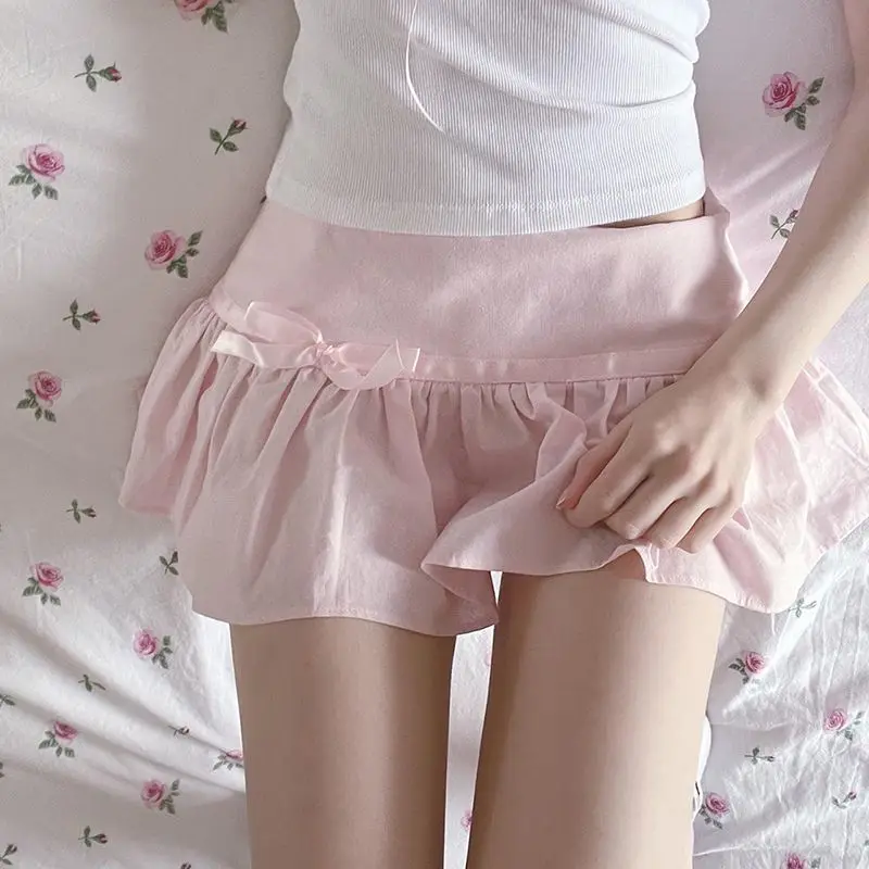 Bow pleated Pink Mini Skirt - Coquette Aesthetic word3