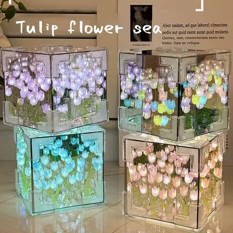 DIY Tulip Flower 3D Cube Lamp word1