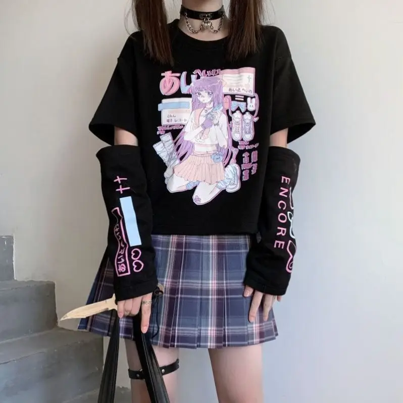 Detachable Sleeves T-Shirt - Animecore Aesthetic word2