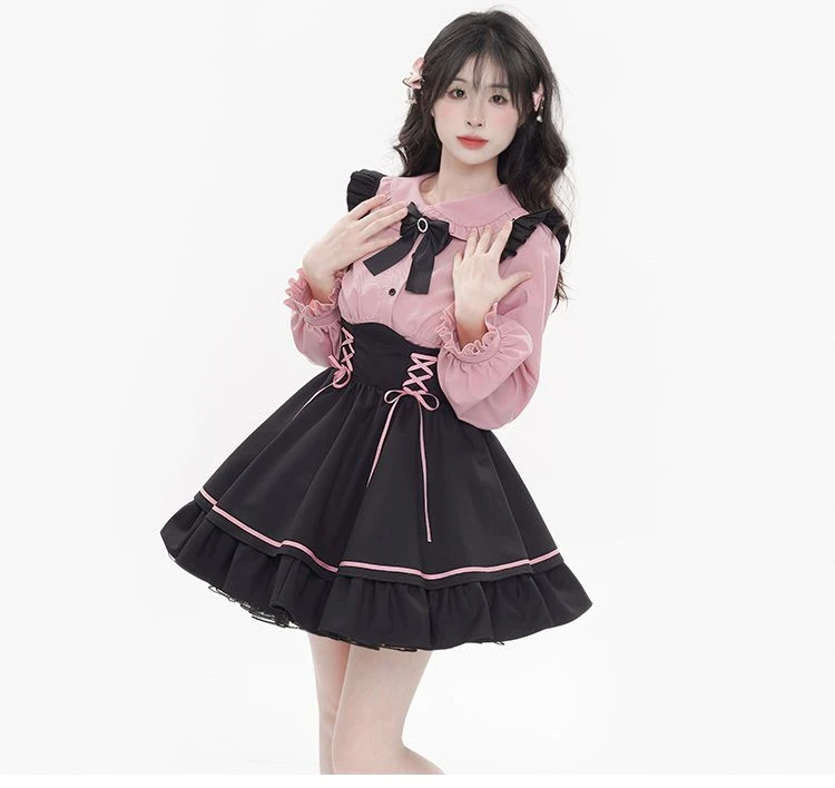 Heartache Lace-Up Pinafore Coord - Jirai Kei Aesthetic word2