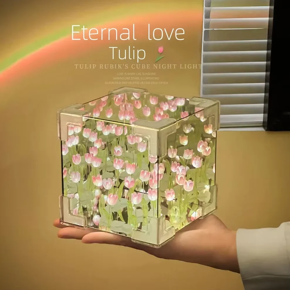 DIY Tulip Flower 3D Cube Lamp word1