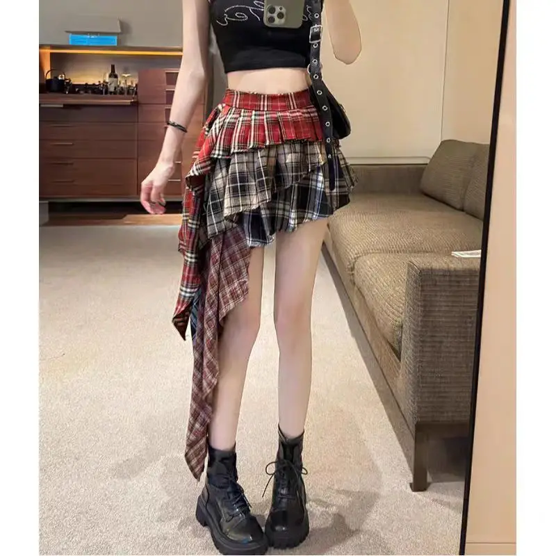 Patched Pleated Skirt - Grunge Aesthetic word3
