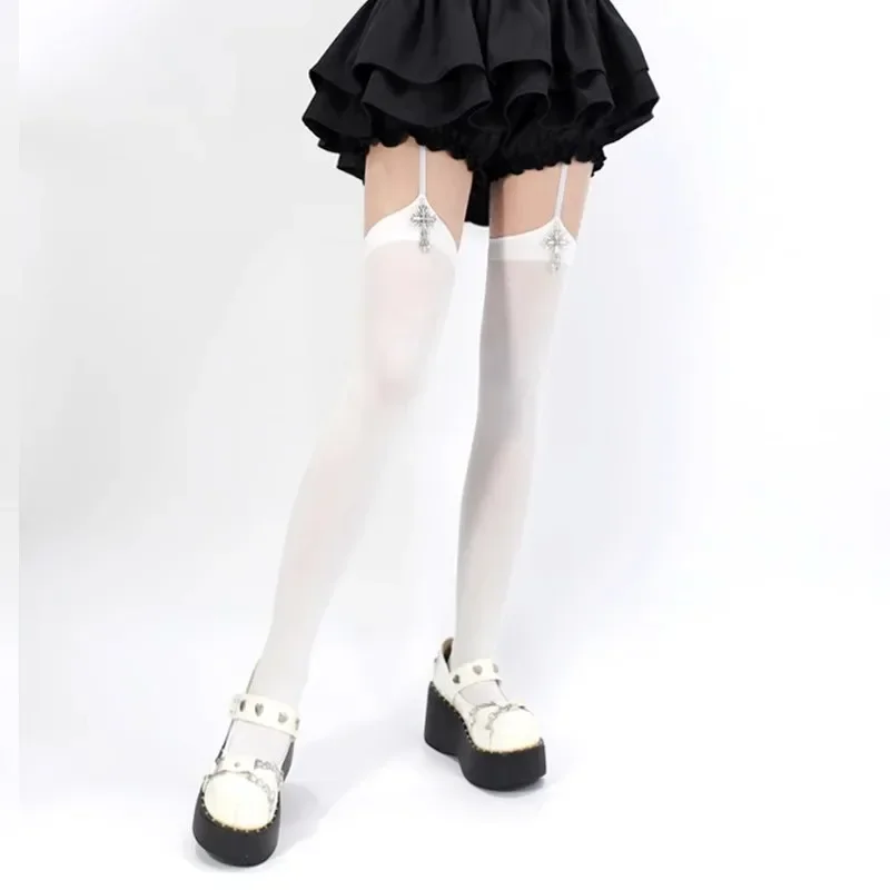 Suspender Cross Socks - Gothic Lolita Aesthetic word1