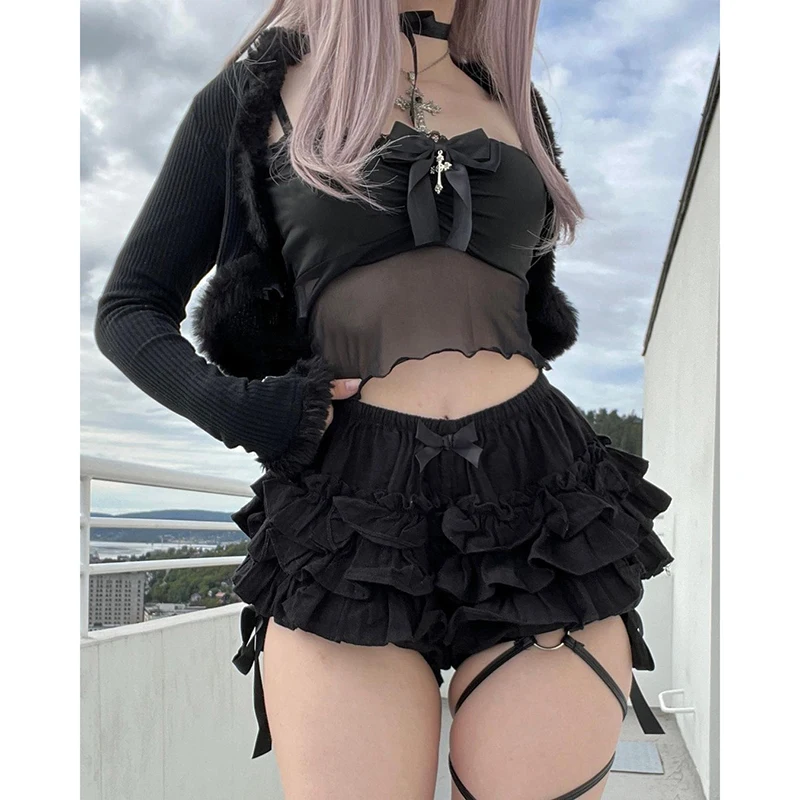 Ruffled Dark Bloomers - Mall Goth Aesthetic word3