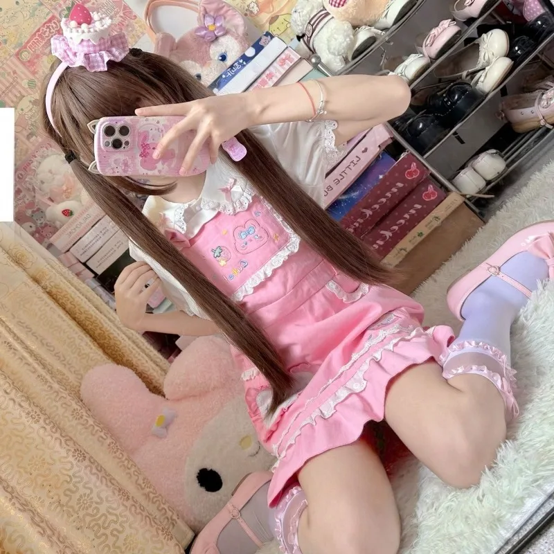 Pink Strawberry Mini Dress - Jojifuku Aesthetic word3