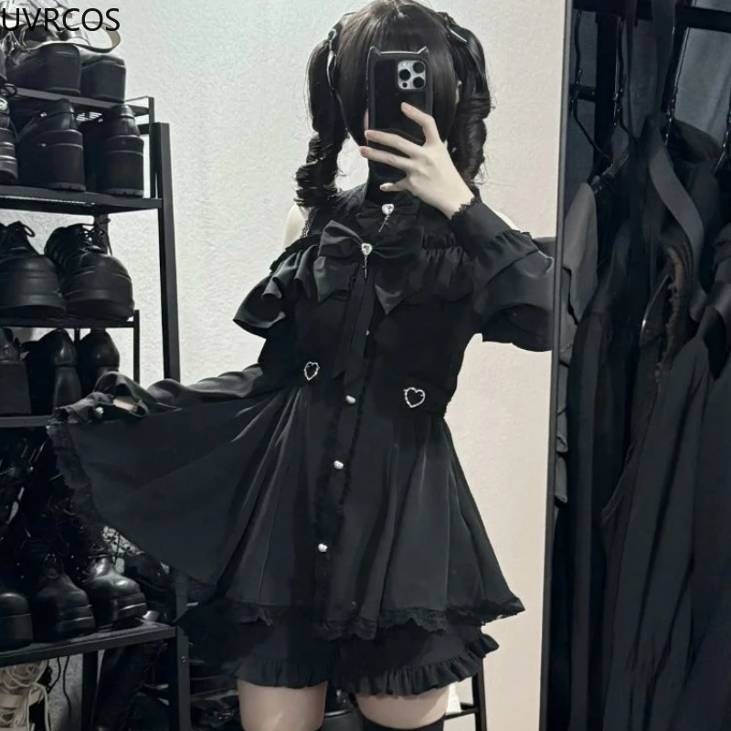 Noir Heart Ruffle Cold-Shoulder Coord word3