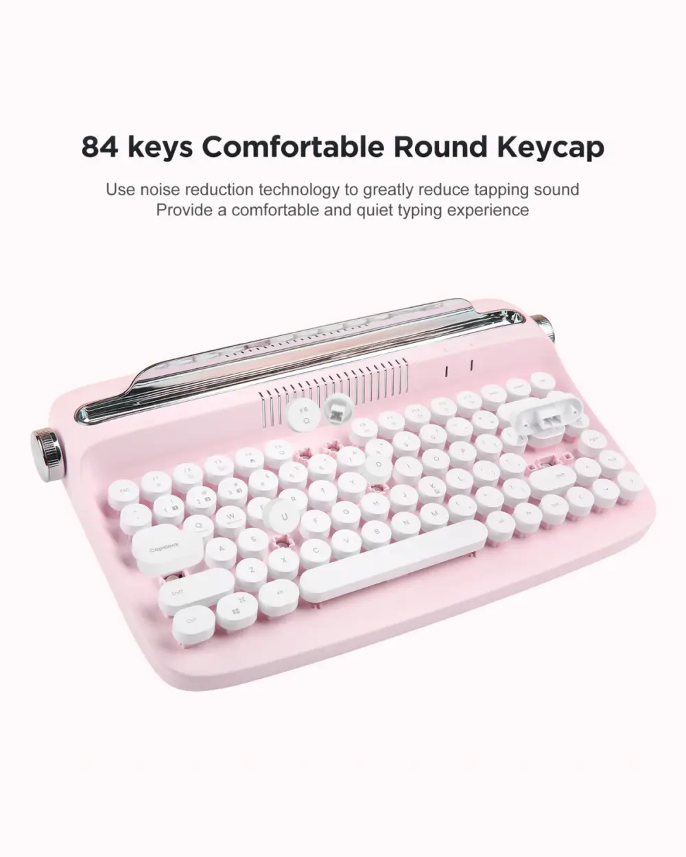 Wireless Aesthetic Keyboard – Typewriter Edition showing keys and design details.