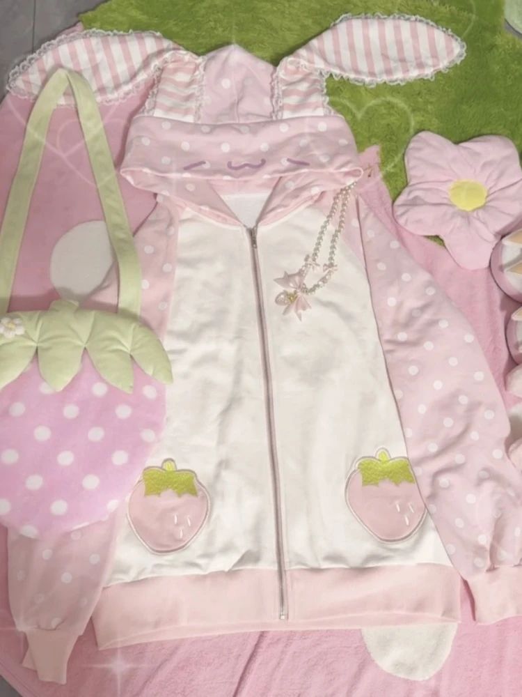 Kawaii Strawberry Bunny Hoodie word3